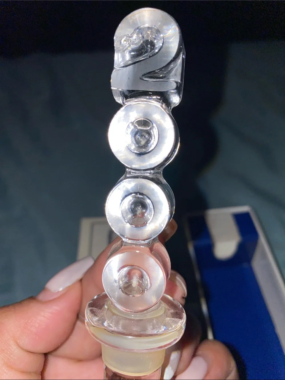 Mikasa Crystal Bubble Wine Stopper - wClear Glass with Blue Accent